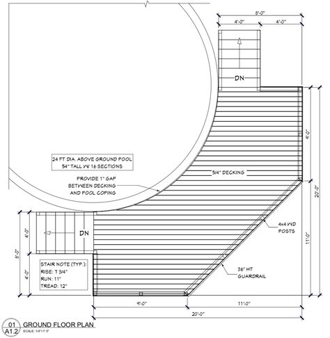 Deck Plan 18-46 - Decksgo Plans Half Moon Deck Around Above Ground Pool, Pool Deck Plans Above Ground, 18ft Round Pool Deck Plans, How To Build A Deck Around A Pool, Pool Deck With Pergola, Round Pool Deck Ideas, Deck Ideas For Above Ground Pools, Above Ground Pool Deck Plans, Free Deck Plans