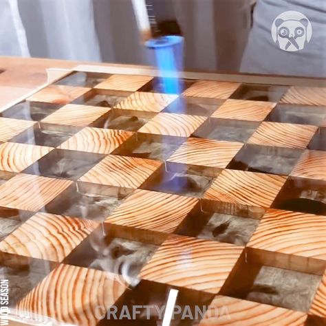 Floating Chess Board, Chess Boards Wooden, Diy Wooden Chess Board, Wood And Resin Chess Board, Diy Wood Chess Board, How To Make A Chess Board, Epoxy Resin Chess Board, Wood Epoxy Projects, Epoxy Chess Board