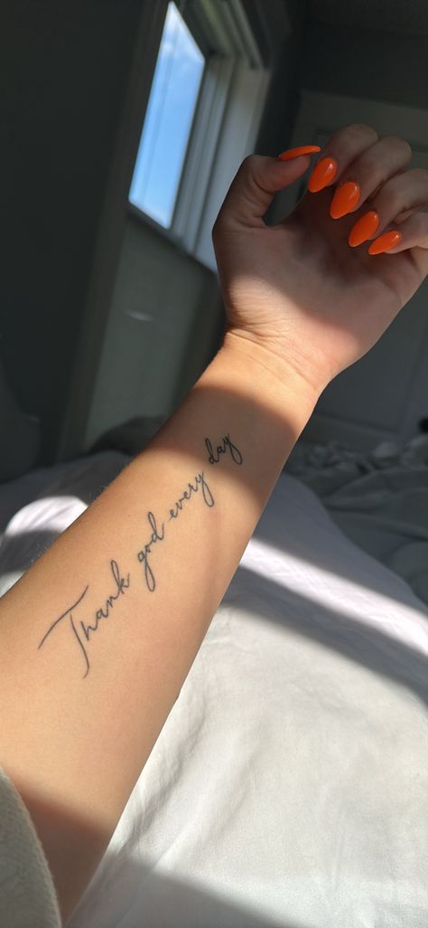 Forearm Text Tattoo, Forearm Script Tattoo Women, Forearm Writing Tattoo, Forearm Script Tattoo, Long Tattoo, Writing Tattoo, Script Tattoo, Writing Tattoos, Tattoo Women