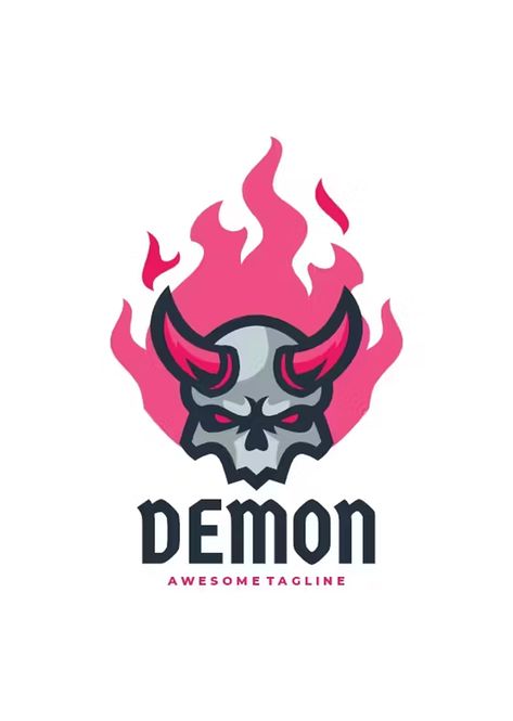 Demon Simple Mascot Logo Template AI, EPS, PSD Evil Logo Design, Demon Logo Design, Demon Logo, Green Demon, Logo Desing, Logo Mascot, Professional Branding, Logo Idea, Angels Logo