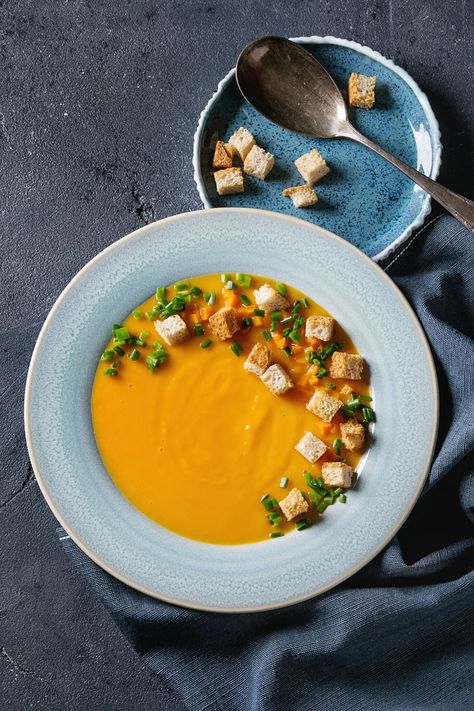 Nothing like Home made hot pumpkin soup in Winter Winter Soup Aesthetic, Pumpkin Soup Plating, Soup Asthetic Picture, Pumpkin Soup Aesthetic, Vichyssoise Recipe, Soup Aesthetic, Advertising Ideas, Homemade Hot Chocolate, Eat Pray Love