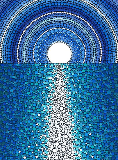 Staircase to the Moon" by Elspeth McLean | Redbubble Mosaic Sunset, Elspeth Mclean, Aboriginal Dot Painting, Dot Art Painting, Mandala Dots, Mandala Stones, Mandala Design Art, Mandala Painting, Dot Art