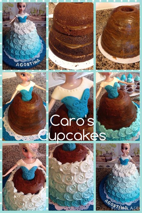 Elsa Barbie Cake, Princess Elsa Cake, Doll Cake Tutorial, Elsa Doll Cake, Dolly Varden Cake, Elsa Torte, Cinderella Birthday Cake, Elsa Cake Frozen, Cake Frozen