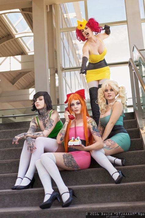 Buttercup, Blossom, Princess Morbucks, and Bubbles | powerpuff girls cosplay Princess Morbucks, Powerpuff Girls Costume, Online Comics, Puff Girl, Amazing Cosplay, Cute Cosplay, Best Cosplay, Powerpuff Girls, Cosplay Outfits