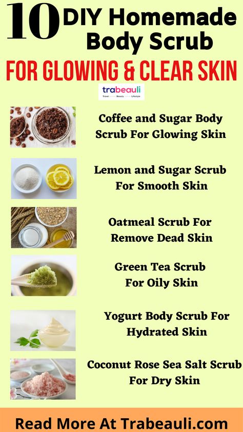 Body scrub for glowing skin Homemade Body Exfoliator, Body Scrub Diy For Whitening, How To Body Scrub, Best Body Scrub For Glowing Skin, Homemade Body Scrub For Glowing Skin, Homemade Scrub For Face, Body Glow Up, Body Scrub For Dry Skin, Body Scrub Homemade