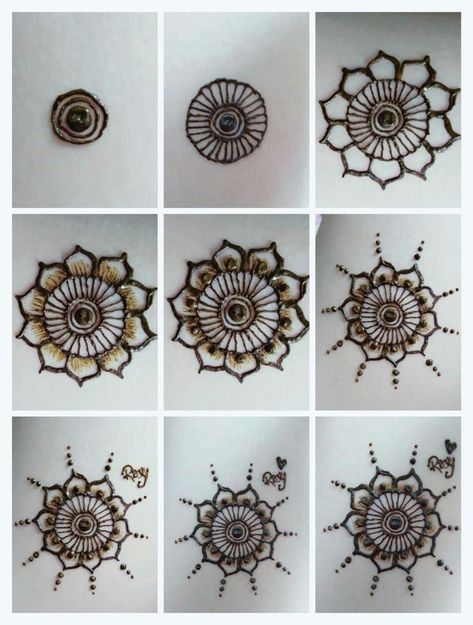 Henna Filling Design, Mehendi For Beginners Step By Step, Step By Step Henna Designs Easy, Step By Step Henna Designs, Easy Mehendi Designs For Beginners, Beginner Drawing Ideas, Mandala Mehendi, Drawing Ideas Step By Step, Henna Designs Easy For Beginners