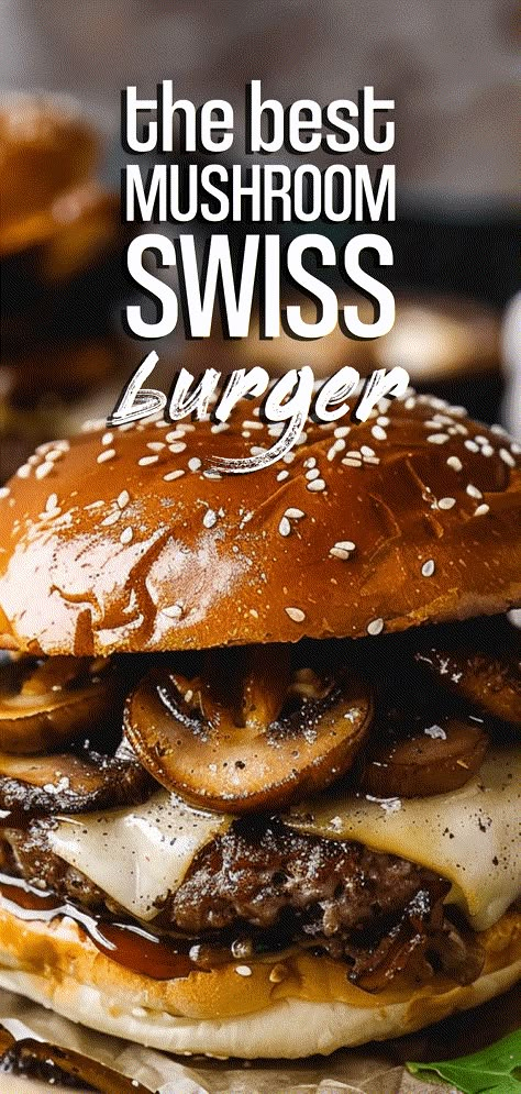 Mushroom Swiss Burger [35 Minutes] – Chasety Swiss Burger Recipe, Bacon Mushroom Melt Burger, Mushroom Swiss Sandwich, Mushroom Onion Swiss Burger, Mushroom Swiss Sloppy Joes, Mushroom And Onion Burger, Mushroom Turkey Burger, Burger Bun Ideas, Swiss Mushroom Burger Recipes