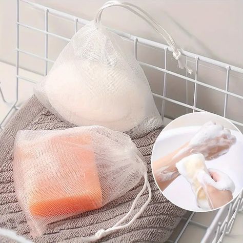 Exfoliating Mesh Soap Saver Pouch Double layer Mesh Pouches - Temu Soap Foam, Soap Pouches, Săpunuri Handmade, Foaming Hand Wash, Latest Bathroom, Soap Bag, Exfoliating Soap, Soap Saver, Facial Cleansers