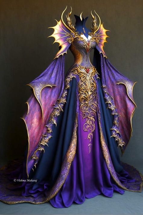 Purple Dragon Outfit, Fantasy Dragon Outfit, Dragon Fantasy Dress, Dragon Themed Dress, Dragon Outfit Aesthetic, Dragon Inspired Dress, Dragon Wedding Dress, Good Witch Outfits, Dragon Inspired Outfits