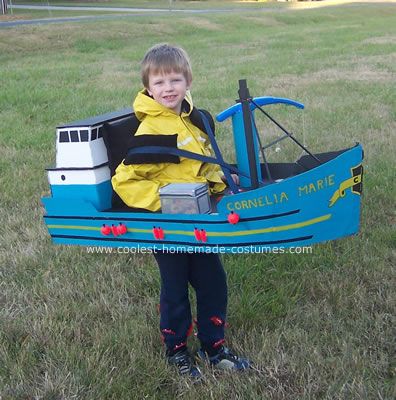 Boat Costume Boat Costume, Diy Shark Costume, Cardboard Cars, Alaska Salmon Fishing, Gondola Boat, Cardboard Boat, Deadliest Catch, Box Costumes, Celebrity Halloween