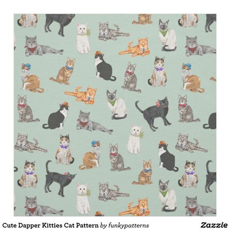 Cute Dapper Kitties Cat Pattern Fabric Disney Sweet 16, Wedding Pattern, Cute Bodysuits, Illustration Process, Beatles Art, Cat Wedding, Design Illustrations, Colorful Quilts, Cat Fabric