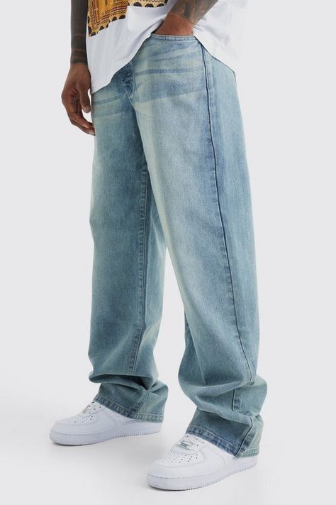 Baggy Rigid Jean | boohooMAN USA Jeans Png, Jean Baggy, Denim Fabrics, Plain Jeans, Everyday Jeans, Outfits Baggy, Men Closet, Keep It Cool, Jeans Look