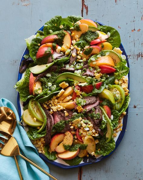 Loaded Grilled Steak Salad from www.whatsgabycooking.com (@whatsgabycookin) Ways To Make Steak, Steak Salad Recipe, Grilled Steak Salad, Salad Appetizer Cups, Cooking Steak, Whats Gaby Cooking, Blue Cheese Salad, Chopped Salad Recipes, Steak Salad