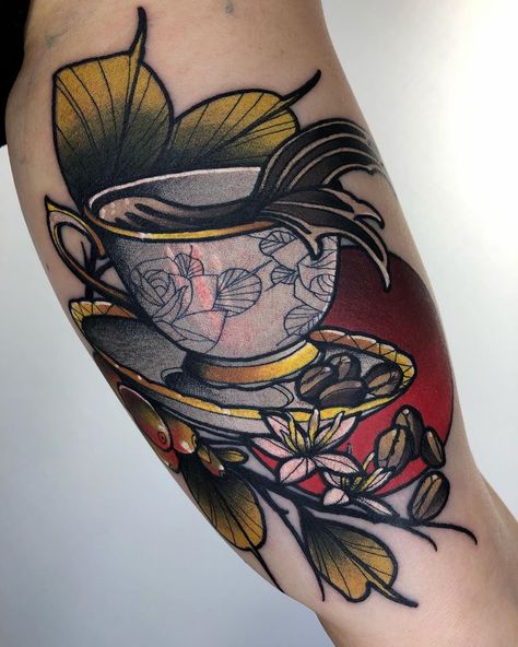 Germany Tattoo, German Tattoo, Tattoo Me, Neotraditional Tattoo, Coffee Tattoos, Magic Moon, Tattoos For Lovers, Traditional Tattoo Design, Creative Coffee