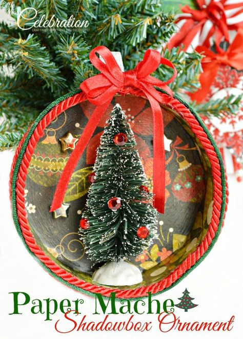 Paper Mache Shadowbox Ornament Diy Paper Ornaments, Cheap Christmas Ornaments, Tuna Cans, Halloween Banners, Recycle Projects, Easy Ornaments, Christmas Shadow Boxes, Christmas Homemade, Family Ornaments