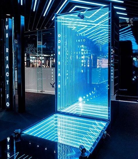 Illuminated Infinity Mirror | Infinity mirror, Exhibition booth design, Nightclub design Infinity Mirrors, Interaktives Design, London Sign, Nightclub Design, Photo Zone, Infinity Mirror, Blue Lights, Sign Maker, Exhibition Booth Design