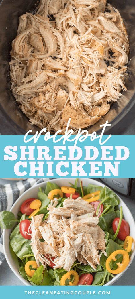 Crockpot Shredded Chicken Recipes, Crockpot Shredded Chicken Sandwiches, Crockpot Shredded Chicken, Shredded Chicken Sandwiches, Shredded Chicken Crockpot, Greek Yogurt Chicken Salad, Easy Shredded Chicken, Slow Cooker Shredded Chicken, Yogurt Chicken Salad