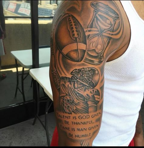 Football Tattoos For Men, Football Tattoo Ideas For Men Arm, Football Tattoo Ideas For Men, Forearm Tattoo Stencils For Men, Upper Arm Tattoo Men, Shoulder Tattoo Quotes, Arm Tattoos Lettering, Upper Arm Tattoos For Guys, Calf Sleeve Tattoo