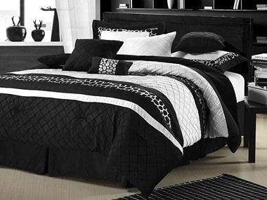 Black Bedspread, Black Comforter, White Comforter, Comforter Bedding Sets, Black Bedroom, Bedroom Black, King Comforter Sets, Big Lots, White Bedroom