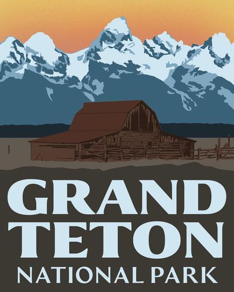 Andrew Hawley on Instagram: "Way out West!! 🏔🌄 #grandteton #wyoming #jacksonhole #grandtetonnationalpark" Star Wars Travel Posters, Wpa Posters, Theodore Roosevelt National Park, National Park Posters, Postcard Printing, Poster Vintage, Vintage Travel Posters, America Travel, Travel Poster