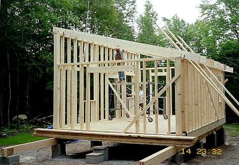 Have you considered a 14x24 with a shed or low sloped roof? It sounds like you will be relegated to a single story. Any building practices, such as trusses ... Shed Roof Cabin, Simple Cabins, Building A Shed Roof, Shed Roof Design, Shed Design Plans, Skillion Roof, Lean To Shed Plans, Modern Roofing, Shed Construction