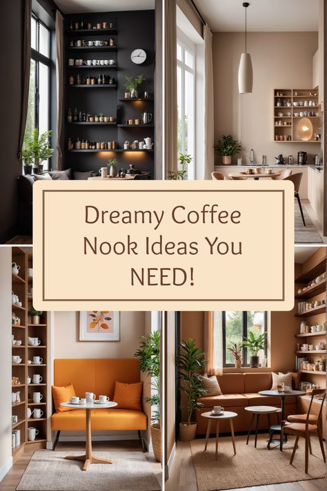 Transform your home with these dreamy coffee nook ideas! This pin showcases stylish and cozy coffee nook setups, designed to inspire your next home decor project. Get ready to create a personal coffee haven with these unique inspirations drawn from 3 images. Coffee Nook Ideas, Home Coffee Bar Ideas, Maximize Small Space, Coffee Ritual, Coffee Nook, Coffee Bar Ideas, Home Coffee Bar, Nook Ideas, Coffee Station