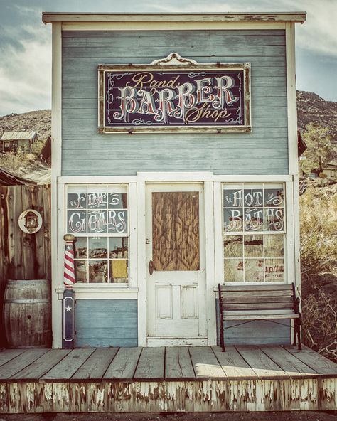 Blue Rustic Bathroom Photography Barber Shop Print Country Bathroom Art Rustic Photography, Barbershop Design, Barber Shop Decor, Vintage Barber, Flat Icons, Shop Fronts, Shop Front, Barber Life, Salon Decor