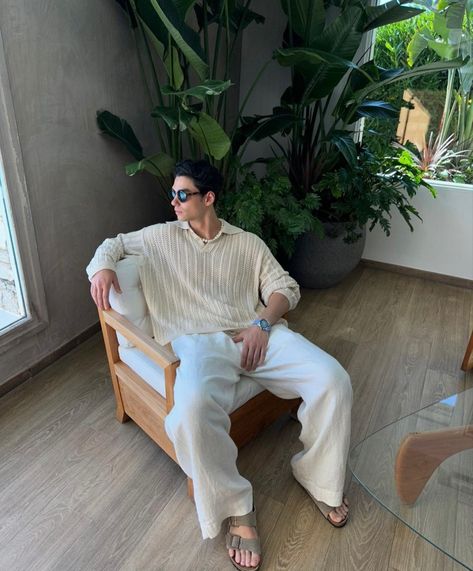 Men Linen Outfit Summer, Linen Outfit Summer, Vacation Outfits Men, Beach Outfit Men, Linen Outfit, Brp Port, Classy Outfits Men, Animal Skull, Mens Summer Outfits