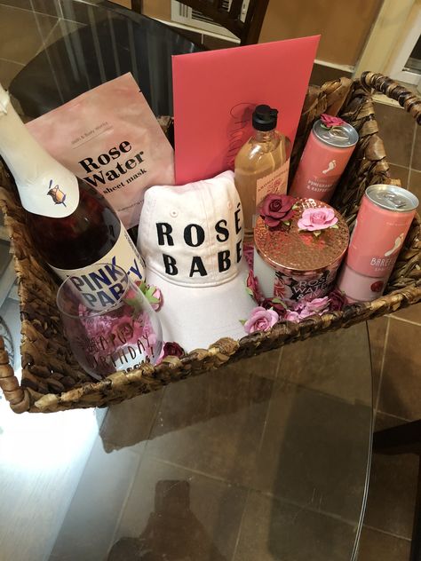 Wine Night Basket, Wine Self Care Basket, Girls Wine Night, Self Care Basket, Wine Basket, Auction Basket, Care Basket, Auction Baskets, Rose Basket