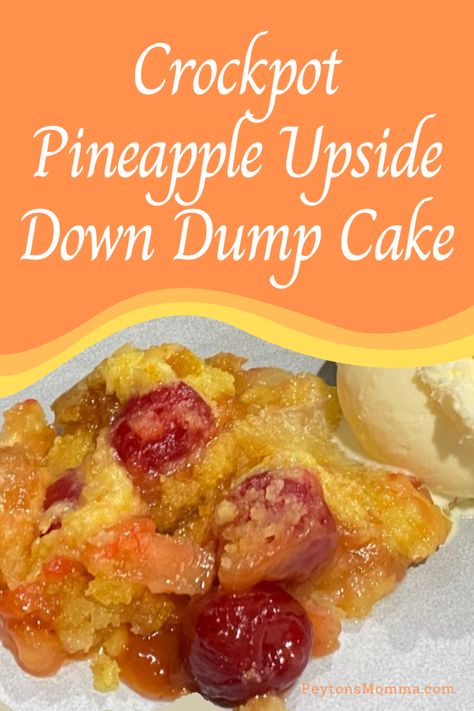 Crockpot Pineapple Upside Down Dump Cake Pineapple Upside Down Dump Cake, Dump Cake Crockpot, Pineapple Dump Cake Recipe, Cherry Pineapple Dump Cake, Crockpot Cake, Cherry Dump Cake Recipe, Pineapple Dump Cake, Cherry Dump Cake, Crock Pot Desserts