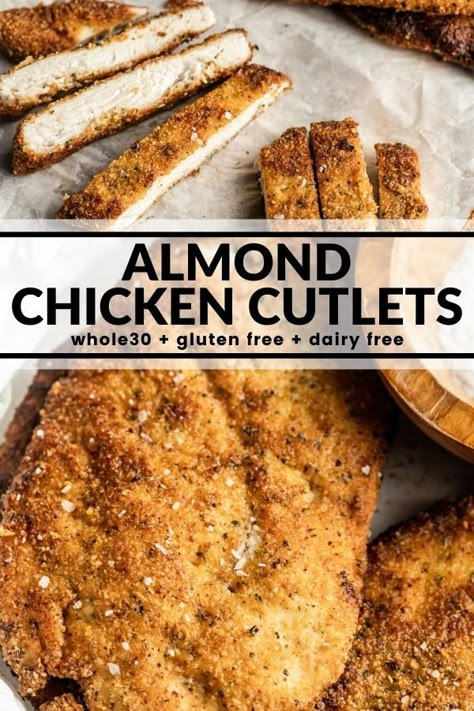 Almond Flour Chicken Schnitzel, Almond Flour Chicken Cutlets, Whole 30 Breaded Chicken, Paleo Chicken Cutlets, Low Carb Breading For Chicken, Low Carb Crispy Chicken Cutlet, Almond Flour Breaded Chicken, Almond Flour Crusted Chicken, Almond Flour Chicken Parmesan