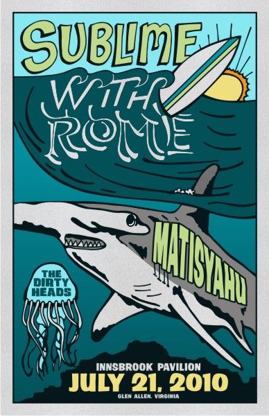 Sublime With Rome, Beach Wall Collage, Halloween Wallpaper Cute, Surf Poster, Music Festival Poster, Dorm Posters, Beach Posters, Band Design, Rock Posters