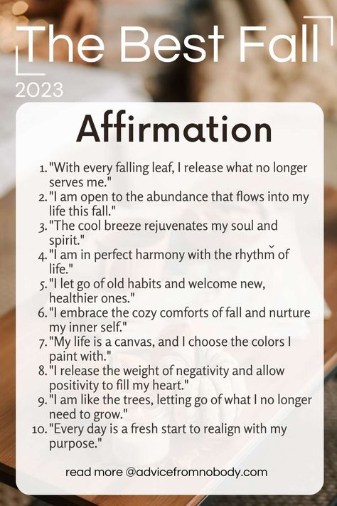 30 Fall Affirmations To Infuse Your Life With Gratitude, Harmony, And Growth Fall Affirmations, Fall Quotes And Sayings, Fall Sayings, Yoga Inspiration Quotes, Fall Quotes, Gratitude Affirmations, Meditation For Beginners, Healing Words, Wellness Quotes