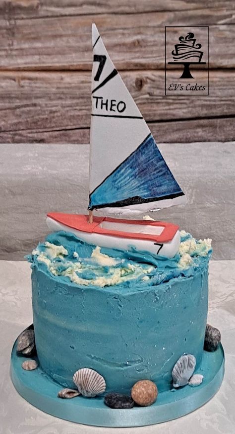 Edible model sail boat on the sea cake Sailing Cake For Men, Boat Birthday Cake, Sailing Cake, Boat On The Sea, Boat Birthday, Cake For Men, Boat Cake, Sea Cake, Sea Cakes