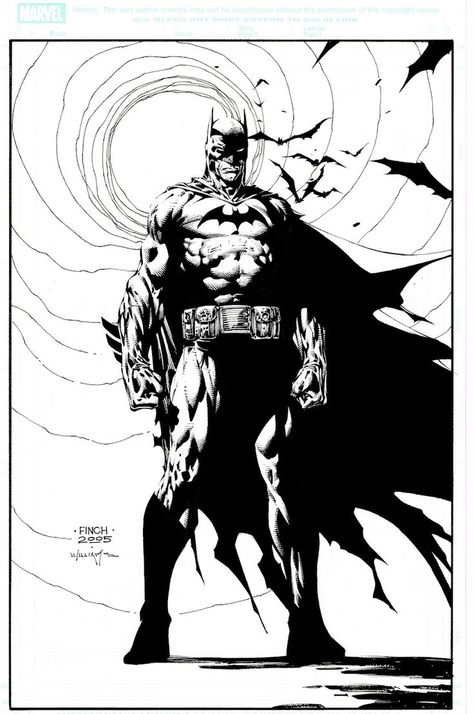 Batman by David Finch, inks by Scott Williams * Batman Icon, David Finch, Comic Drawing, The Batman, Detective Comics, Ink Illustrations, Artist Style, Western Art, Dark Knight