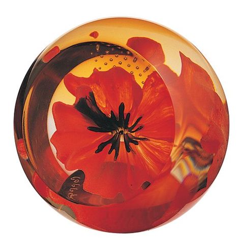 Caithness Glass red poppy paperweight Crystal Paperweight, Flower Icons, Flower Circle, Art Glass Paperweight, Red Poppy, Glass Art Sculpture, Leaded Glass, Glass Paperweights, Phase Eight