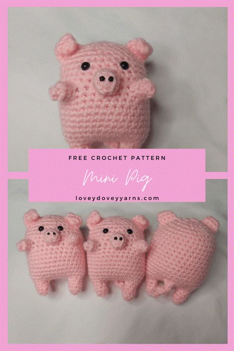 Mini Pig Free Crochet Pattern - Lovey Dovey Yarns Small Pig Amigurumi Free Pattern, Small Crochet Pig Free Pattern, Easy Pig Crochet Pattern, Pigs In Blanket Crochet Pattern, Crochet Pig In Blanket, Crochet Pig In A Blanket, Pig In Blanket Crochet, No Sew Pig Crochet Pattern, Crochet Pig In Blanket Pattern Free