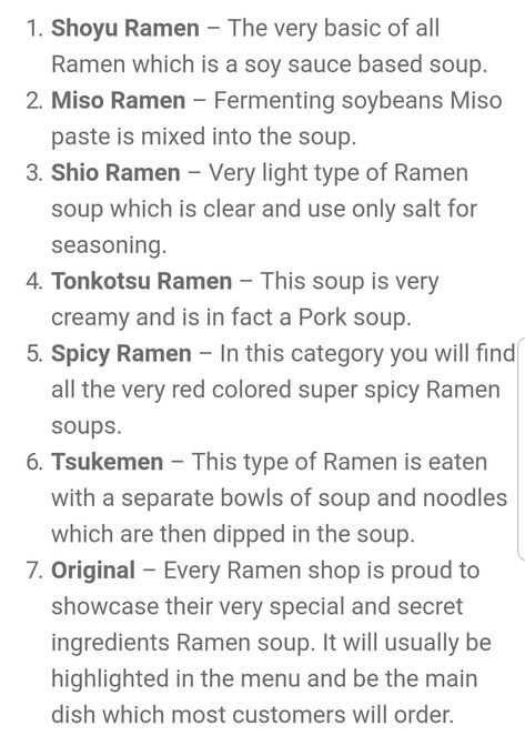 Different Ramen Broths, Different Types Of Ramen, Shio Ramen Recipe, Spicy Ramen Soup, Ramen Broth Recipe, Ramen Types, Ramen Party, Types Of Ramen, Udon Noodles Recipe