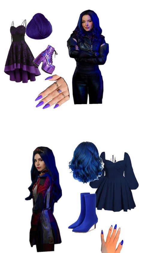 Mal And Evie Descendants, Halloween Constumes, Evie Costume, Mal Costume, Fun Halloween Outfits, Disney Villain Costumes, Evie Descendants, Descendants Costumes, Mal And Evie