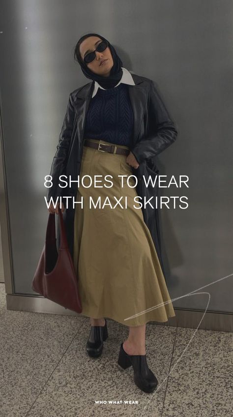 Maxi Skirt Ankle Boots Outfit, Maxi Skirts With Boots, Shoes For Maxi Skirt, Maxi Skirt Shoes, Maxi Skirt With Boots Pleated, What Shoes To Wear With Long Skirts, Shoes To Wear With Maxi Skirt, Shoes For Skirts, Shoes With Maxi Skirt