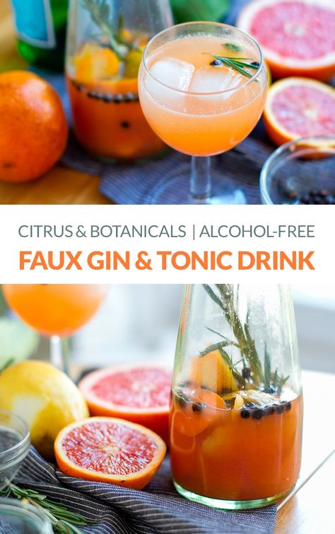 Non-alcoholic gin and tonic drink with homemade citrus and botanicals infusion #alcoholfree #nonalcoholic #alcoholfreecocktails #gintonic #botanicals #dirnks via @irena_macri Non Alcoholic Gin, Best Gin And Tonic, Alcohol Free Cocktails, Tonic Drink, Alcohol Free Drinks, Non Alcoholic Cocktails, Alcoholic Cocktails, Mocktail Recipe, Tonic Water