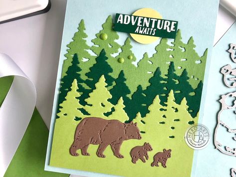 Camping Cards, Hero Arts Cards, Tree Craft, Bear Family, 1 Birthday, Baby #5, Forest Trees, Printed Backgrounds, Mixed Media Projects