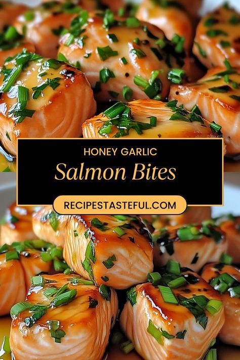 These Honey Garlic Salmon Bites are a delightful blend of sweet and savory flavors, making them perfect as an appetizer or main dish. Quick to prepare, these bite-sized salmon pieces are coated in a luscious honey garlic sauce that will have everyone coming back for more! Glazed Salmon Bites, Honey Garlic Salmon Bites, Garlic Salmon Bites, Salmon Appetizer Recipes, Salmon Bites Recipe, Salmon Appetizer, Salmon Soy Sauce, Salmon Bites, Honey Garlic Salmon