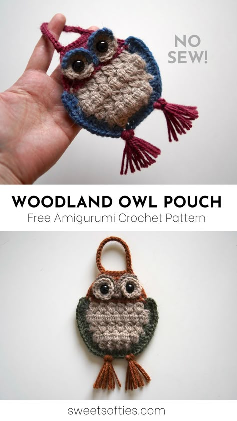 Woodland Owl Pouch · Free Crochet Pattern (No-Sew) - Sweet Softies