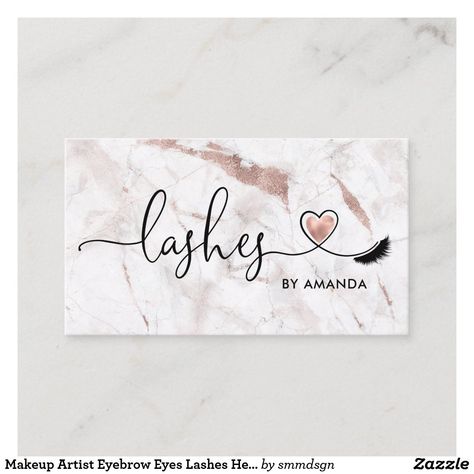 Makeup Artist Eyebrow Eyes Lashes Heart Business Card Beauty Salon Business Cards, Eyes Lashes, Esthetics Room, Lash Studio, Eyelash Logo, Makeup Artist Business Cards, Salon Business Cards, Lash Room, Eyelash Lift