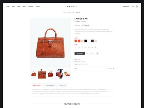 Amadea PSD | Product Page Ecommerce Ui Design, Coffee Site, Ui Website, Shopify Website Design, Dropshipping Store, Ui Design Website, Fashion Layout, Ecommerce Web, Online Shop Design