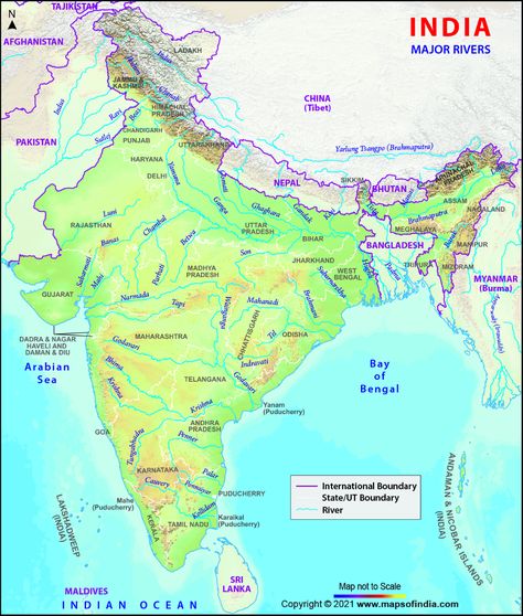 India River Map River Map Of India, India River Map, Indian River Map, Rivers In India, Rivers Of India, India World Map, Godavari River, River System, Brahmaputra River