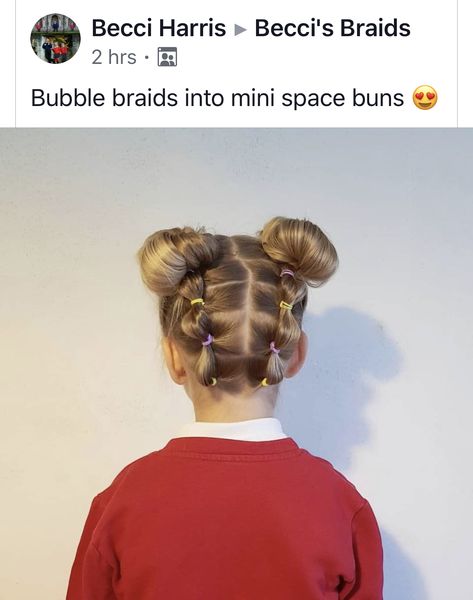 Bubble Braid Space Buns, Bubble Braid Bun, Braid Space Buns, Braided Space Buns, Bubble Braid, Braid Bun, Curly Hair Ideas, Bubble Braids, Space Buns