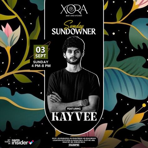 created a flyer for Kayvee performing live at xora Mobile: +91 82472 17179 Mail us: hi.flyhighdigital@gmail.com #arts #artworks #design #designedavideo #motionvideo #video #videoediting #designedavideo #createdavideo #creatives #artworks #creativity #technomusic #techno #music Live Music Flyer, Creative Website Design, Music Flyer, Creative Website, Abstract Graphic Design, Instagram Creative Ideas, Texture Graphic Design, Food Poster Design, Abstract Graphic