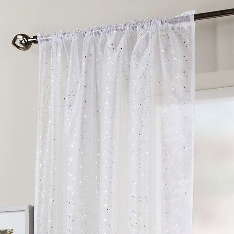 White Sparkle Voile Panel | Dunelm Voile Panels, Made To Measure Blinds, Net Curtains, Voile Curtains, Types Of Curtains, Curtain Sizes, Blue Curtains, White Curtains, White Paneling